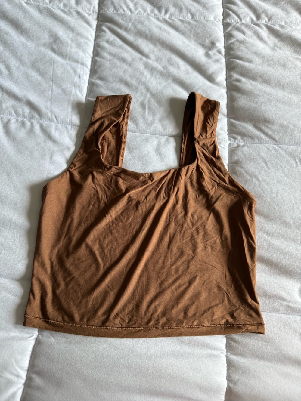 aerie Square Neck Crop Tank in Warm Brown
